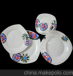 陶瓷工厂直销 方形日用陶瓷 餐具碟子 10.5寸盘子 汤盘 咖啡杯碟